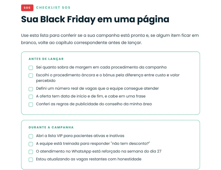 Página do manual: Checklist SOS